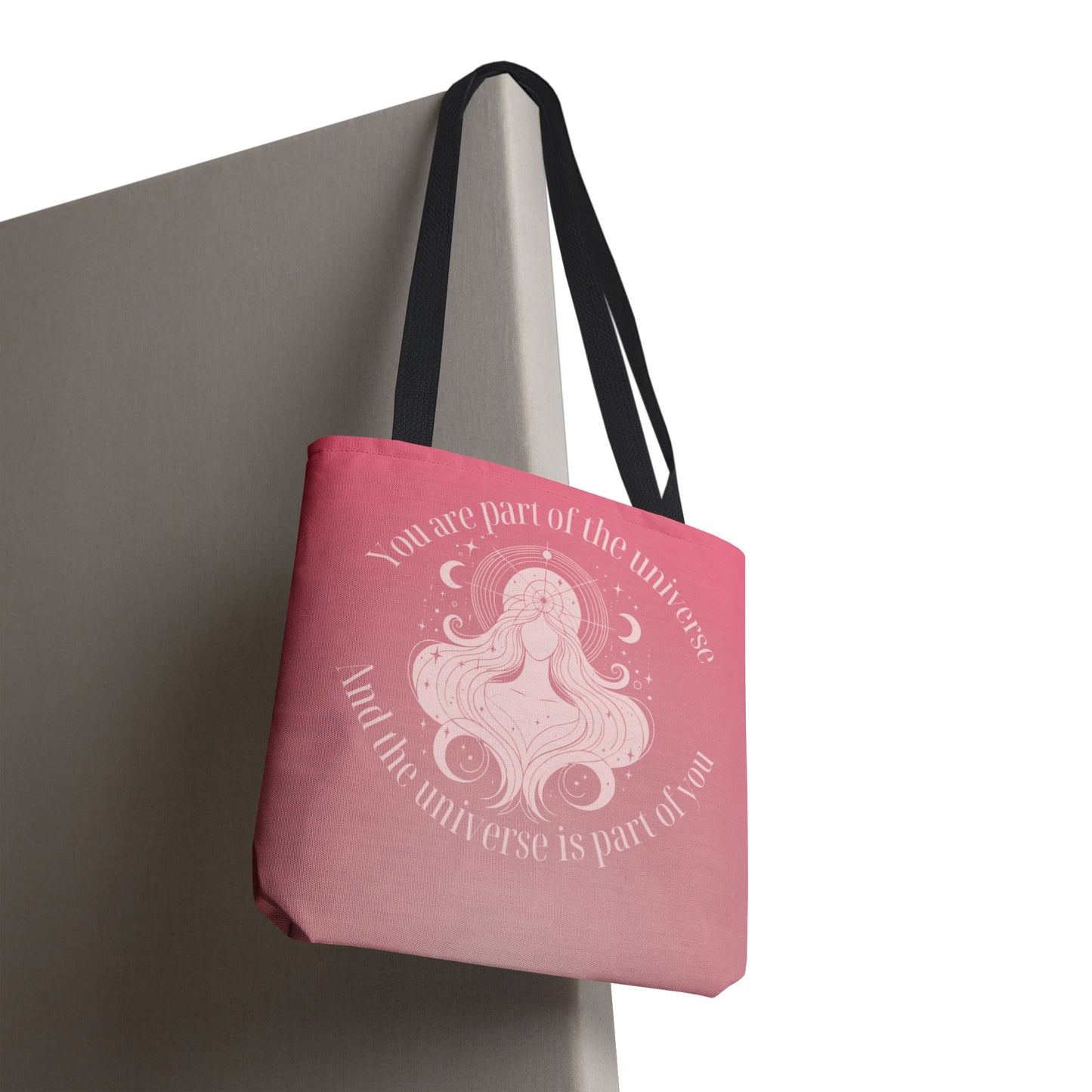 Affirmation Tote Bag — “You are part of the universe” Pink Spiritual Shopper