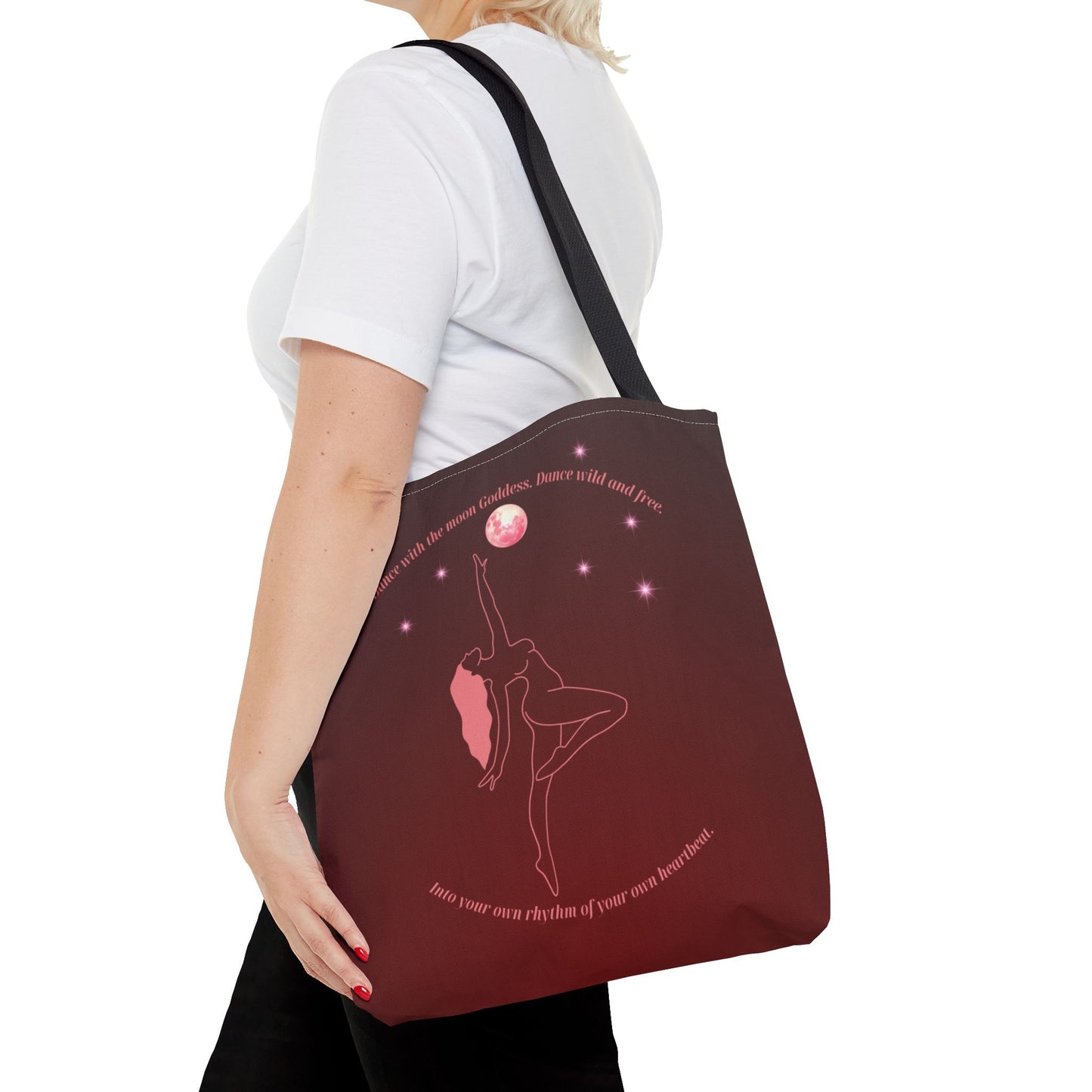Goddess Tote Bag with Moon & Wolf Design, Boho Reusable Bag, Earthy Gift for Nature Lovers, Yoga & Spiritual Tote, Eco-Friendly Shopping Bag