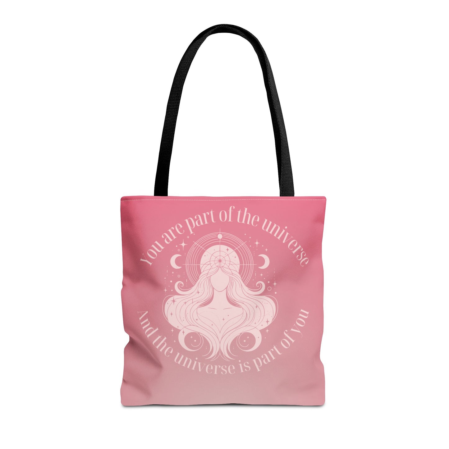 Affirmation Tote Bag — “You are part of the universe” Pink Spiritual Shopper