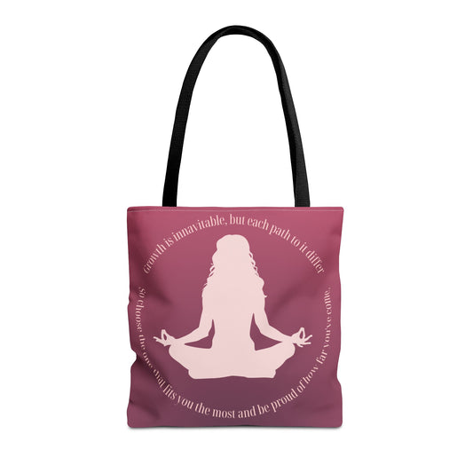 Meditation Silhouette Tote Bag – Mindfulness Yoga Quote Tote for Women