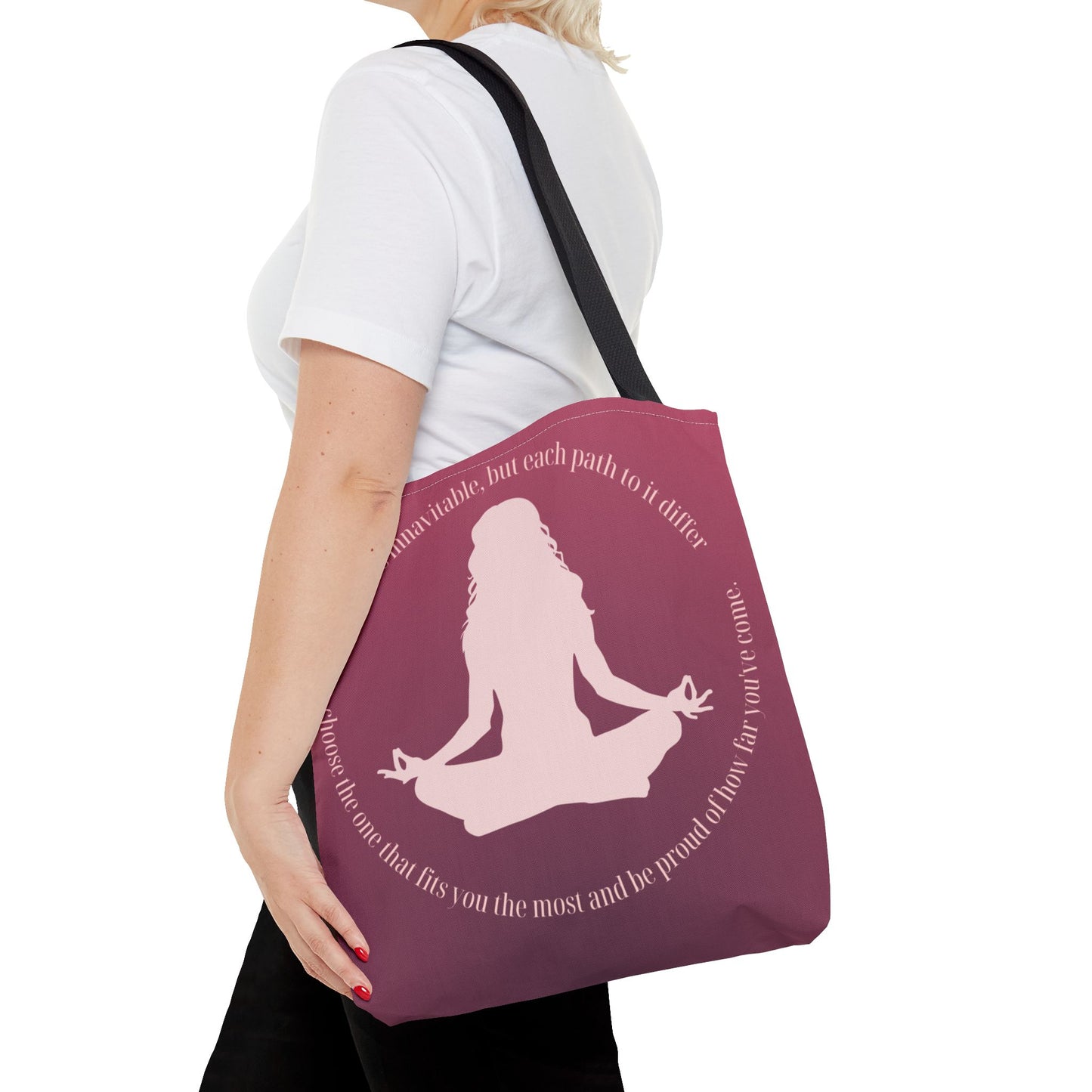 Meditation Silhouette Tote Bag – Mindfulness Yoga Quote Tote for Women