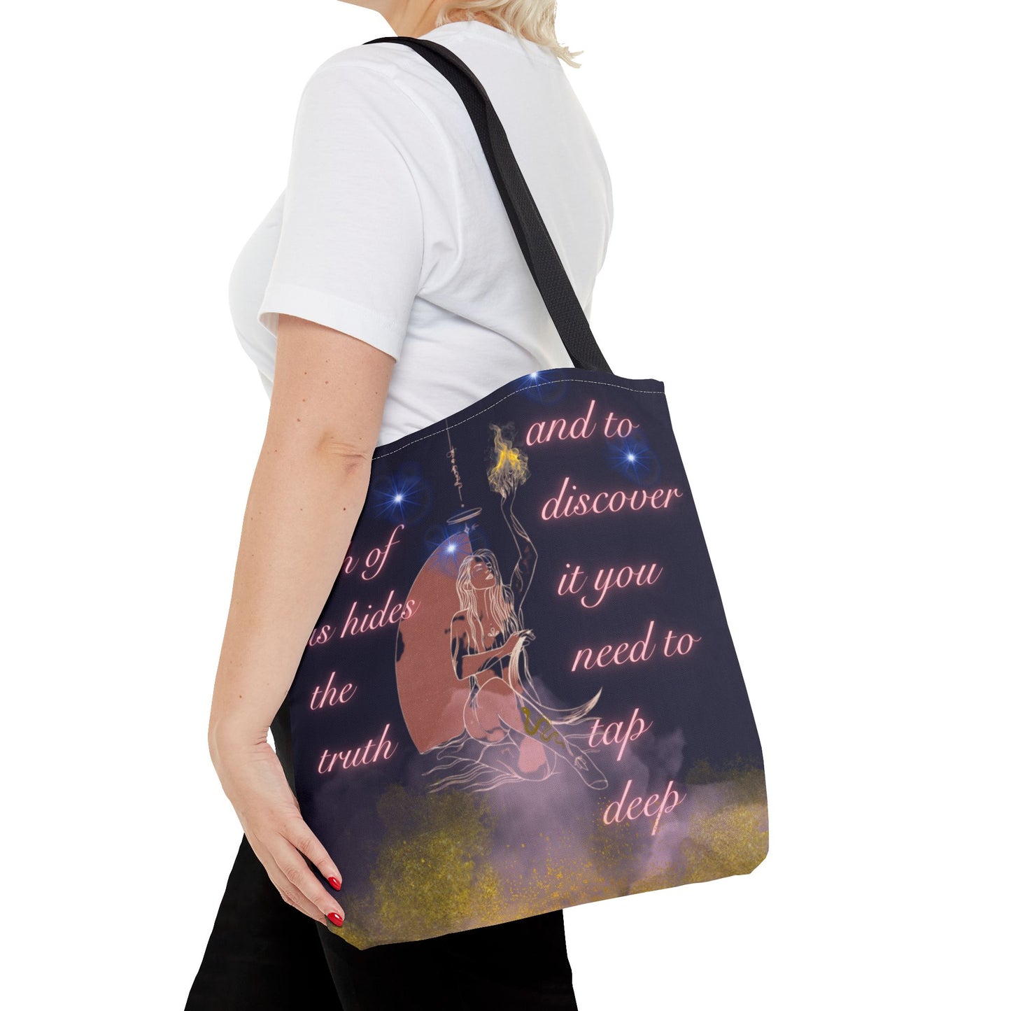 Serpent & Flame Tote – Cosmic Light | Goddess & Serpent Empowerment Tote Bag, Spiritual & Mystical