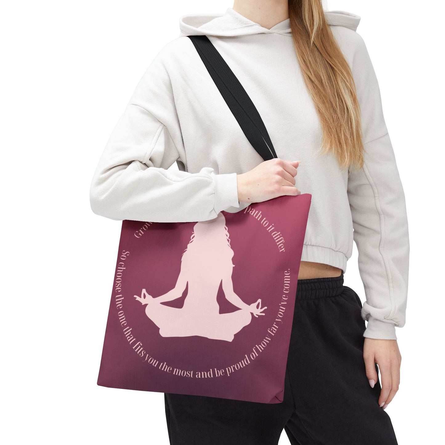 Meditation Silhouette Tote Bag – Mindfulness Yoga Quote Tote for Women