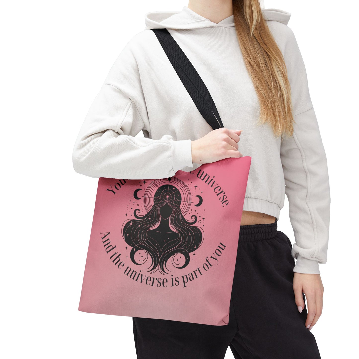 Cosmic Self-Love Tote Bag — "You are part of the universe" Pink Astral Tote