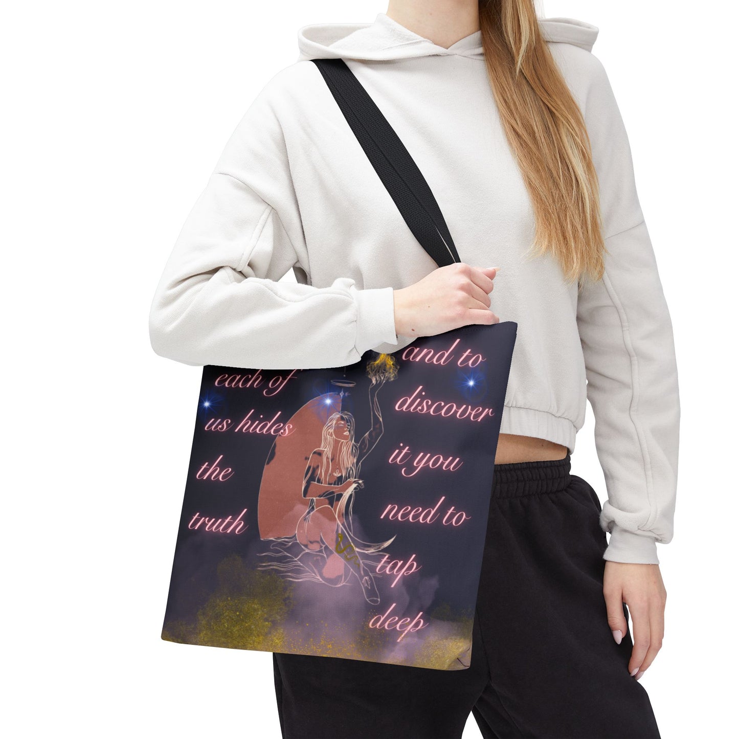 Serpent & Flame Tote – Cosmic Light | Goddess & Serpent Empowerment Tote Bag, Spiritual & Mystical