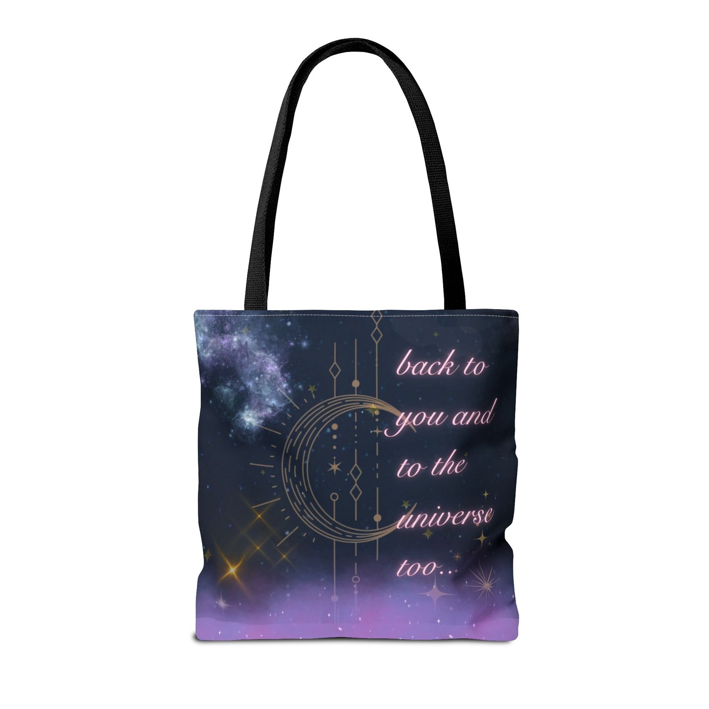 Whispers of the Universe Tote Bag – Goddess Moon & Stars Design | Spiritual, Empowering, Eco-Friendly Tote