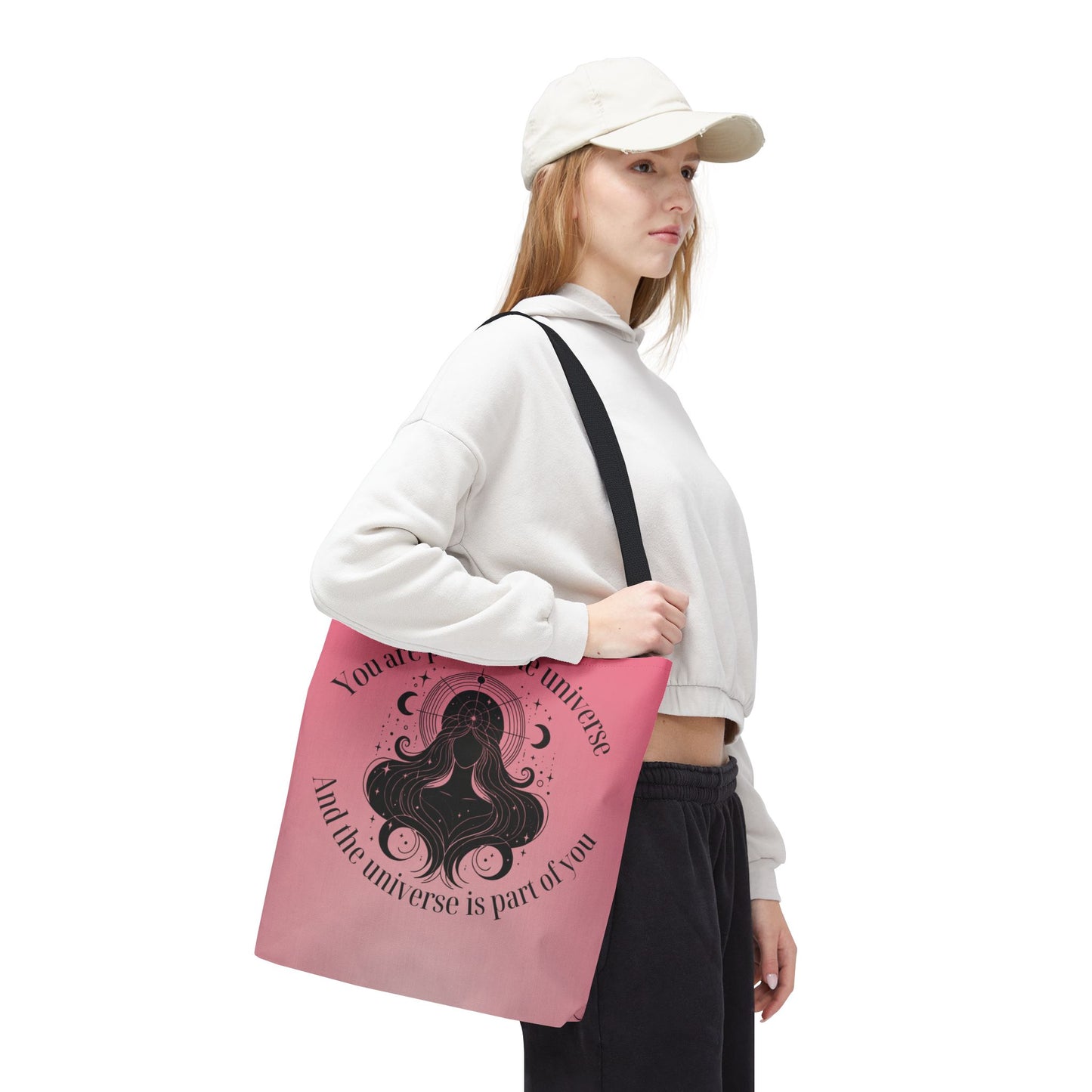 Cosmic Self-Love Tote Bag — "You are part of the universe" Pink Astral Tote