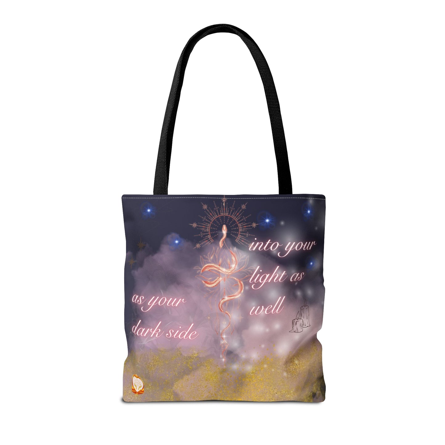 Serpent & Flame Tote – Cosmic Light | Goddess & Serpent Empowerment Tote Bag, Spiritual & Mystical