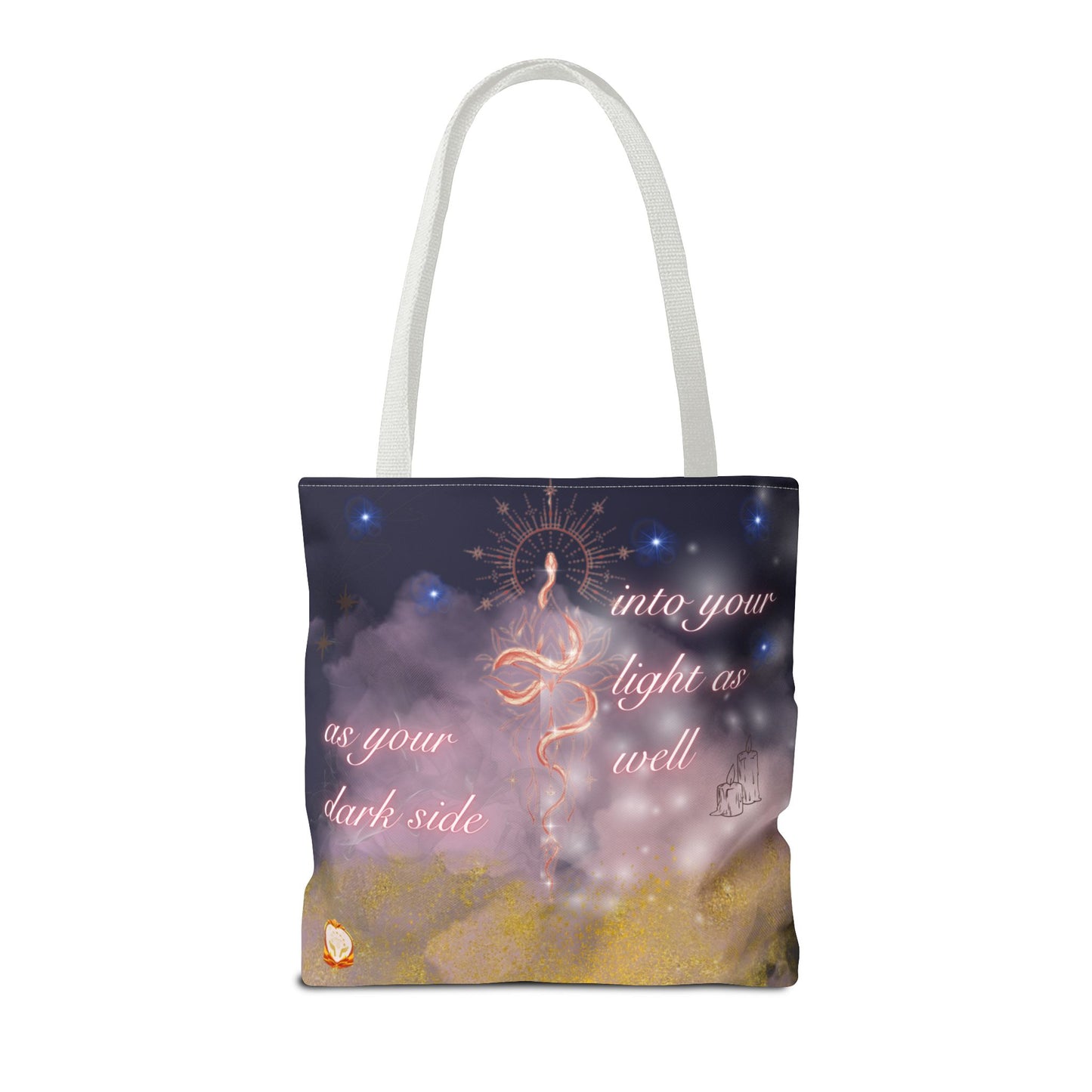 Serpent & Flame Tote – Cosmic Light | Goddess & Serpent Empowerment Tote Bag, Spiritual & Mystical