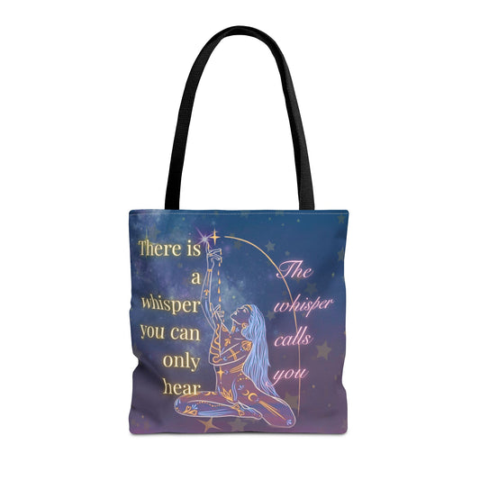 Whispers of the Universe Tote Bag – Goddess Moon & Stars Design | Spiritual, Empowering, Eco-Friendly Tote