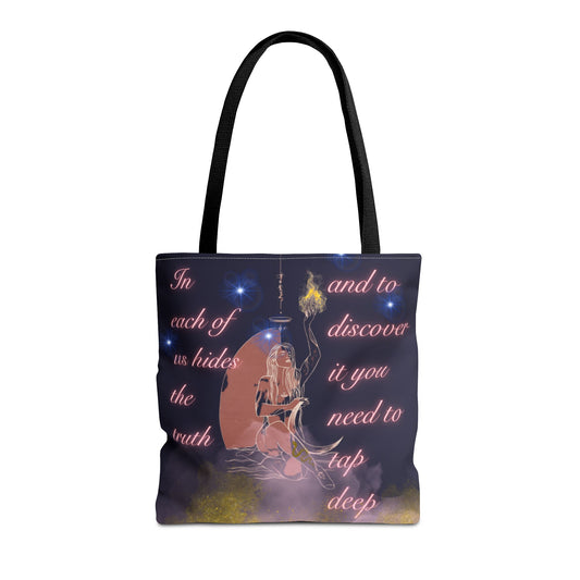 Serpent & Flame Tote – Cosmic Light | Goddess & Serpent Empowerment Tote Bag, Spiritual & Mystical