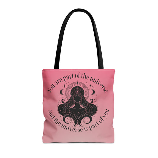 Cosmic Self-Love Tote Bag — "You are part of the universe" Pink Astral Tote